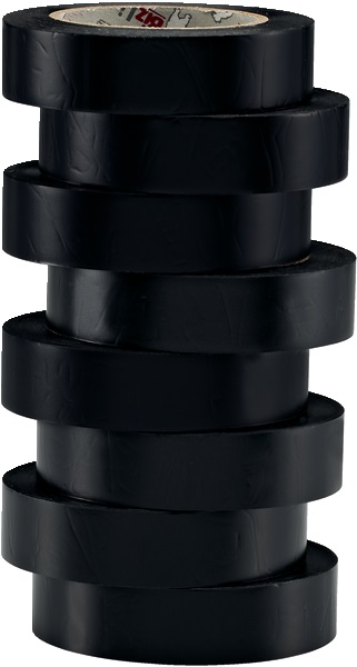 Nastro isolante elettrico nero 15 mm x 10 m set 8 pezzi PVC autoestinguibile resistente acidi e alcali
