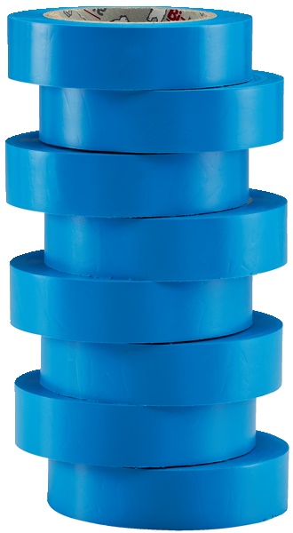 Nastro isolante elettrico blu 15 mm x 0,15 mm x 10 m set 8 pezzi PVC autoestinguente resistente acidi e alcali