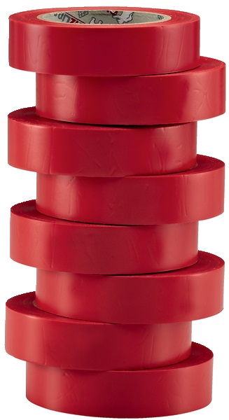 Nastro isolante rosso autoestinguibile PVC 15 mm x 10 m set 8 pezzi per elettricisti
