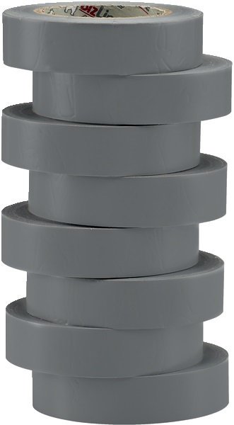 Nastro isolante elettrico grigio 15 mm x 10 m set 8 rotoli PVC autoestinguibile resistente acidi e alcali