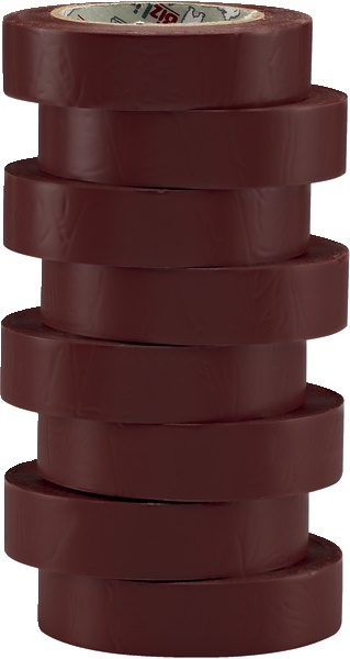 Nastro isolante marrone 15 mm x 10 m autoestinguente PVC per impianti elettrici set 8 pezzi