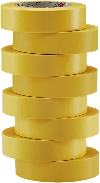 Set 8 nastri isolanti gialli 15 mm x 10 m PVC autoestinguente resistenti acidi e alcali per impianti elettrici
