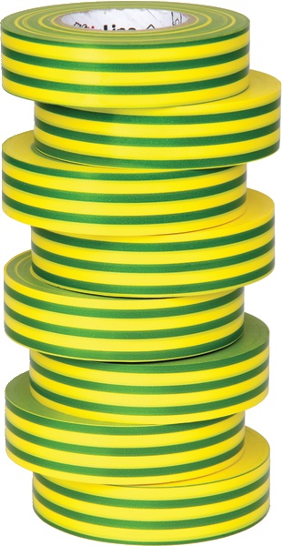 Nastro isolante elettrico giallo/verde 19 mm x 20 m PVC autoestinguibile resistente acidi e alcali