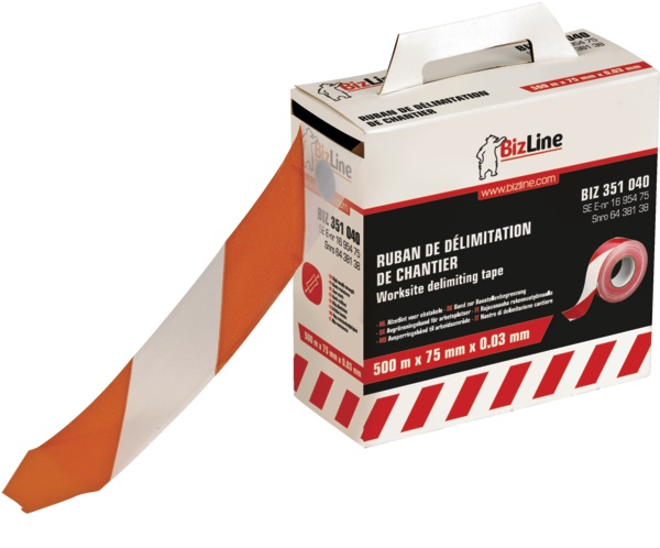 Nastro delimitazione cantiere rosso/bianco 75 mm x 500 m PET flessibile resistente
