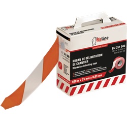 Nastro delimitazione cantiere rosso/bianco 75 mm x 500 m PET flessibile resistente