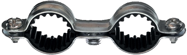 Collare isofonico doppio Ø14 mm acciaio zincato filettatura 7x150 mm fissaggio tubi rame impianti elettrici (100 pezzi)