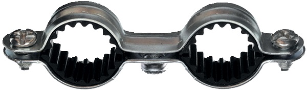 Collare isofonico doppio 18 mm acciaio zincato filettatura 7x150 mm per tubi rame