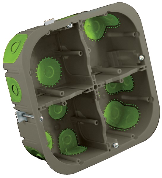 Scatola multiposizione incasso RBox Ø 67 mm 2x2 posti profondità 50 mm muro a secco tenuta aria x10