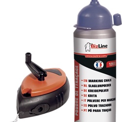 Kit cordicella tracciatura con polvere blu 120 g, manovella bloccabile, installazioni elettriche precise e rapide