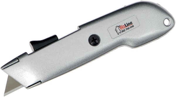 Cutter retrattile lama trapezio 19 mm sicurezza ergonomico uso elettrico