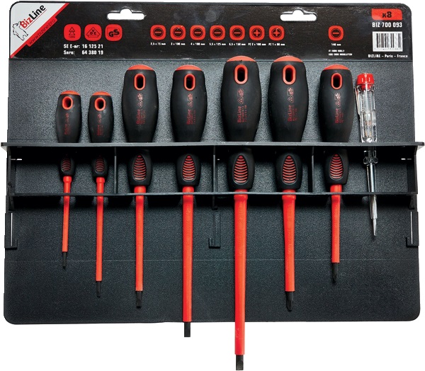 Kit di 7 cacciaviti isolati 1000 V + tester