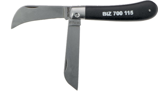 Coltello elettricista 2 lame (dritta e roncolo) manico nero ABS uso professionale