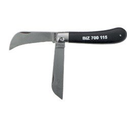 Coltello elettricista 2 lame (dritta e roncolo) manico nero ABS uso professionale
