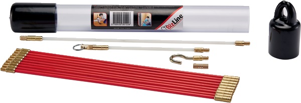 Kit tiracavi 9 aste 33 cm fibra vetro Ø5 mm rosso per controsoffitti pareti vuote