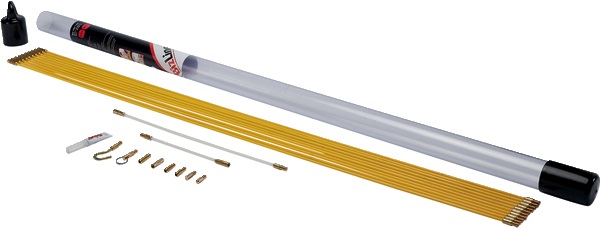 Kit 10 aste tiracavo 1m Ø4mm gialle per passaggio cavi in spazi ristretti controsoffitti pareti vuote