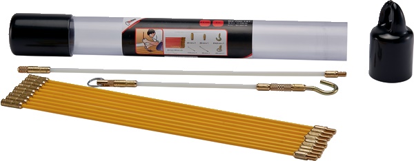 Kit 9 aste tiracavo 33 cm Ø4 mm gialle per passaggio cavi controsoffitti pareti vuote intercapedini