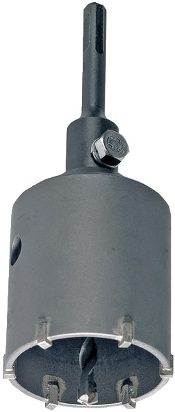 Sega a tazza carburo Ø 68 mm per cemento non armato e muratura con punta centraggio e piatto supporto montaggio rapido