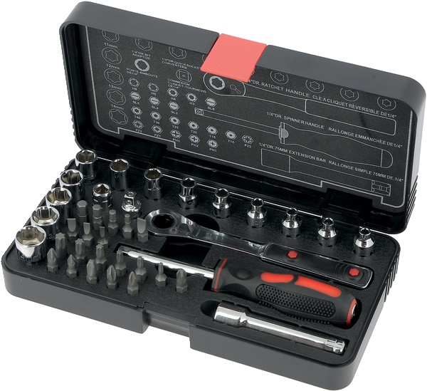 Set utensili elettrici 38 pezzi bussole punte cricchetto acciaio cromo vanadio professionale