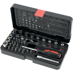 Set utensili elettrici 38 pezzi bussole punte cricchetto acciaio cromo vanadio professionale