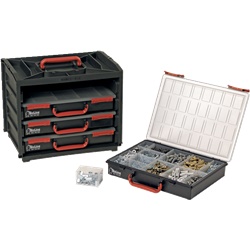 Box portaoggetti 4 valigette 14 scomparti estraibili manico ergonomico per elettricisti