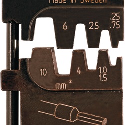 Matrice di crimpaggio per connettori preisolati (morsetti, clip e giunti) sezione 0.5 a 2.5 mm²