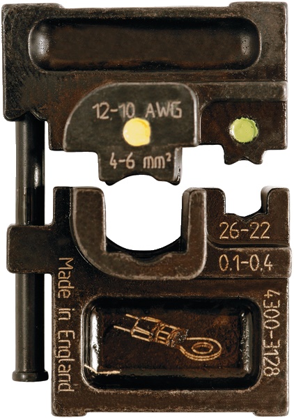 Matrice capicorda unita crimpatura connettori preisolati 0,1-0,4/4-6 mm² per installazioni elettriche rapide