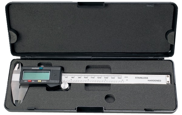 Calibro digitale a corsoio 150 mm con schermo LCD misure interne esterne profondità cofanetto protettivo pila inclusa ideale installazioni elettriche precise