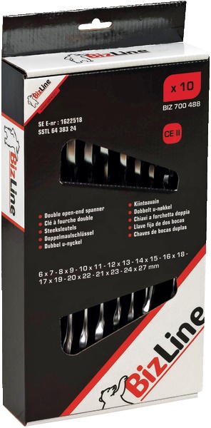 Set 10 chiavi fisse doppie acciaio cromo vanadio 6-26 mm per installazioni elettriche professionali