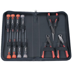 Set utensili elettricista 8 cacciaviti lunghi 152 mm 3 pinze manici ergonomici polipropilene elastomero