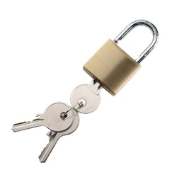 Lucchetto ottone 30 mm con chiave 3 pezzi sicurezza impianti elettrici