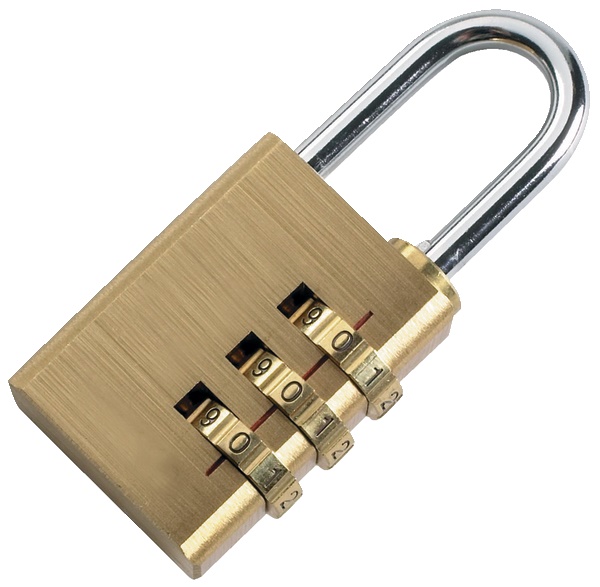 Lucchetto ottone combinazione 30mm 3 numeri sicurezza accesso controllato