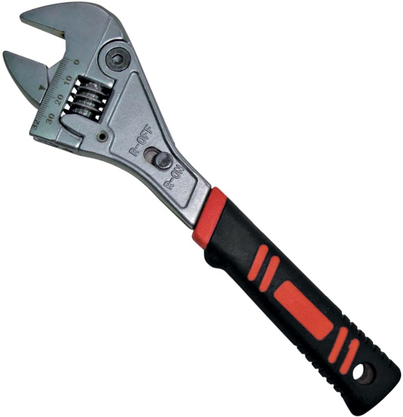 Chiave inglese a cricchetto 250 mm apertura 32 mm acciaio cromo molibdeno manico bimateriale ergonomico per installazioni elettriche