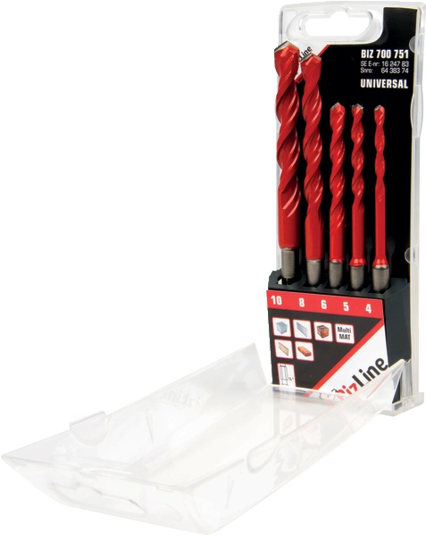 Set 5 punte multi-materiale Ø4-10mm codolo esagonale 6 lati per elettricisti