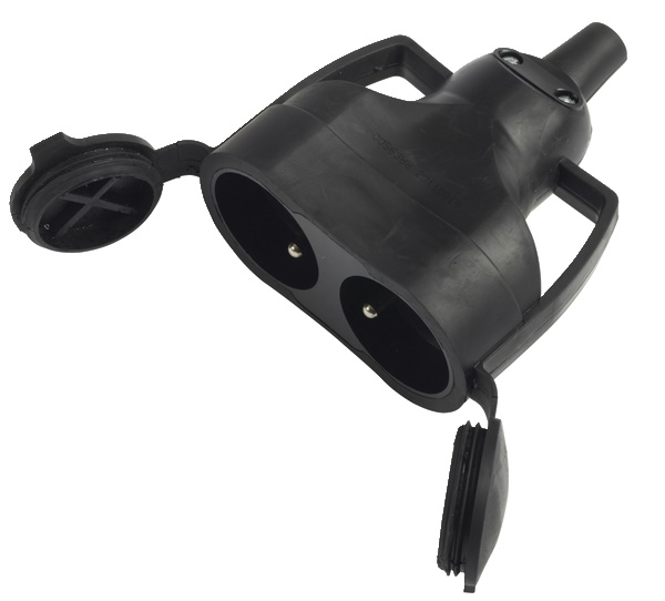 Prolunga gomma 2 prese 16A 2P+T per cavi HO7RN-F 3G1,5-3G2,5 mm² uso elettrico professionale