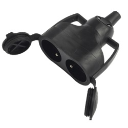 Prolunga gomma 2 prese 16A 2P+T per cavi HO7RN-F 3G1,5-3G2,5 mm² uso elettrico professionale