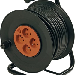 Avvolgicavo 25 m cavo H05VV-F 3G1,5 mm² 4 prese 16A 250V con disgiuntore termico riarmo manuale per installazioni elettriche rapide e sicure