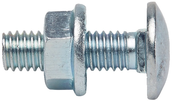 Bullone M6x20 mm testa tonda colletto quadrato corto acciaio zincato per canaline portacavo e lamiere perforate confezione 100 pezzi