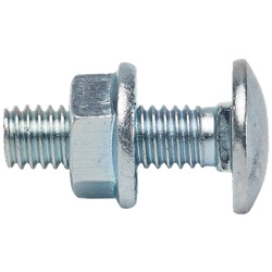 Bullone M6x20 mm testa tonda colletto quadrato corto acciaio zincato per canaline portacavo e lamiere perforate confezione 100 pezzi