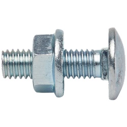 Bullone M6x20 mm testa tonda colletto quadrato corto acciaio zincato per canaline portacavo e lamiere perforate confezione 100 pezzi