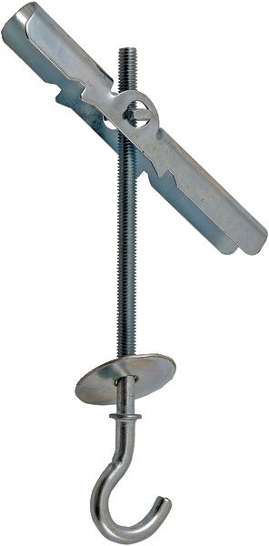 Gancio ad ancora zincato Ø5x70mm per materiali cavi fino 45mm, sospensione carichi leggeri, confezione 10 pezzi, ideale illuminazione soffitto