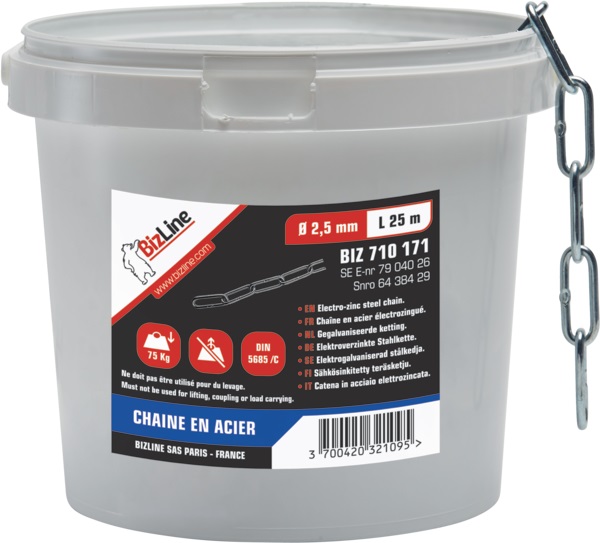 CATENINA ACCIAIO 25M 2,5 MM 2,5KG