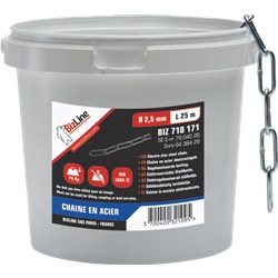 Catena acciaio zincato 25 m maglie lunghe 2,5 mm sospensioni durature uso generale