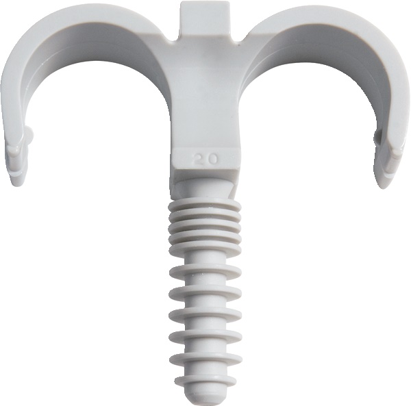 BIZCLIP doppia Ø25 mm PA6 grigia fissaggio guaine elastiche materiali pieni cemento mattone