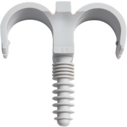 BIZCLIP doppia Ø25 mm PA6 grigia fissaggio guaine elastiche materiali pieni cemento mattone