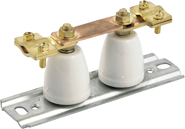 Barretta di sezionamento 45 mm² con isolante porcellana per impianti messa a terra