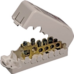 Ripartitore terra 5 derivazioni cavi fino 35 mm² per impianti elettrici sicuri