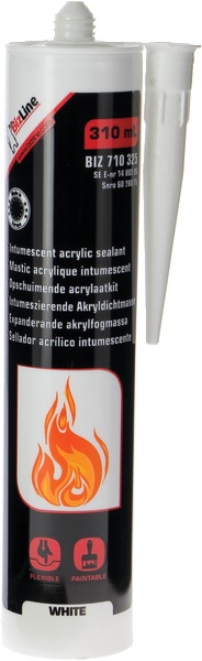 Mastice acrilico intumescente bianco 310 ml protezione antincendio e isolamento acustico pareti tagliafuoco