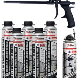 Set 5 schiume poliuretaniche con pistola e detergente isolamento termico serbatoi acqua calda