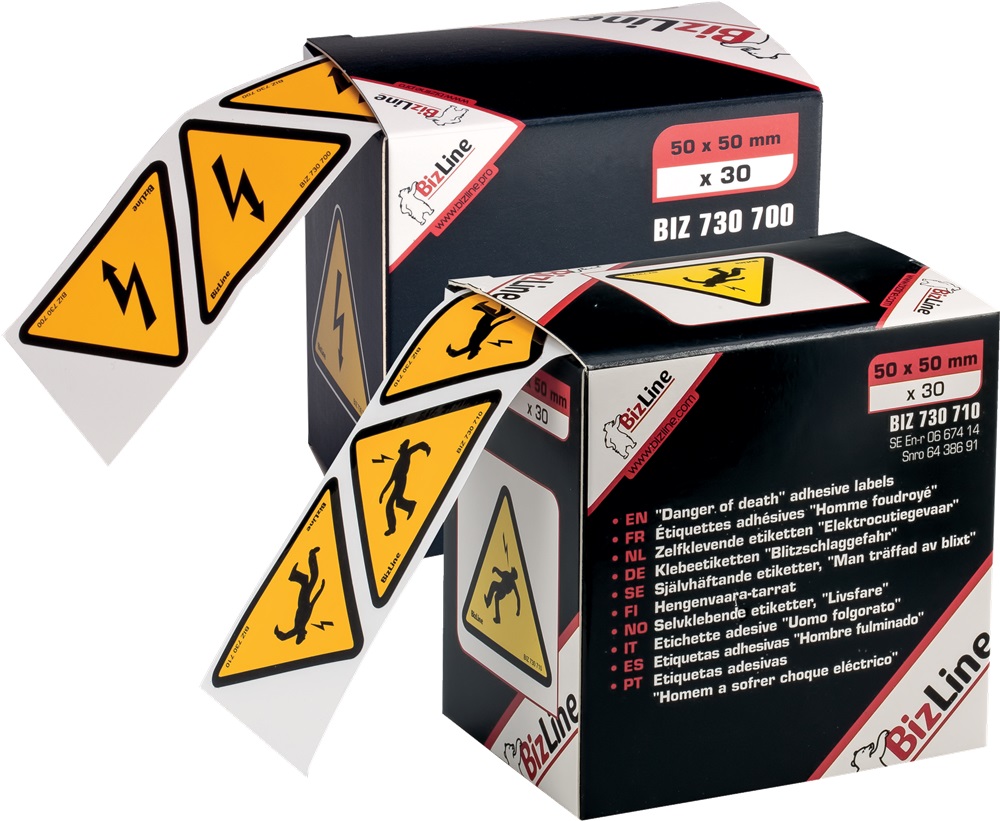 Segnale adesivo triangolo “Pericolo elettricità 50 x 50 mm (x 30)