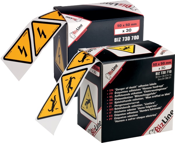 Etichetta autoadesiva triangolare pericolo elettrico 50x50 mm vinile resistente umidità solventi confezione 30 pezzi